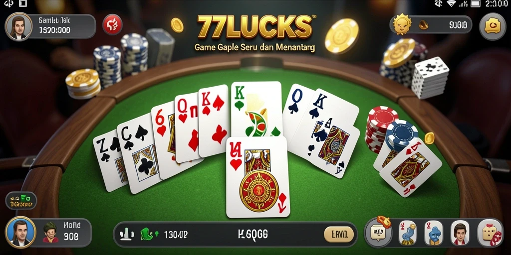 Gameplay seru Gaple dalam aplikasi 77LUCKS.