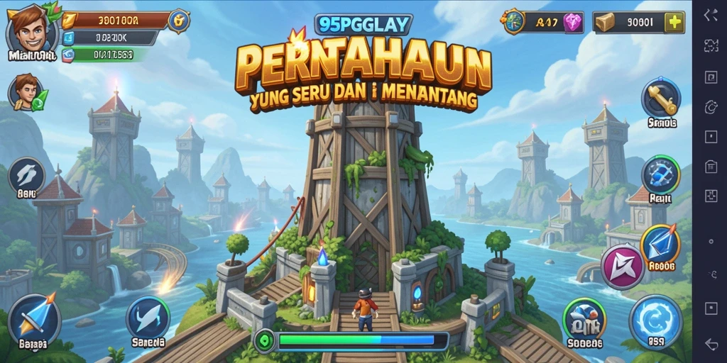 Tampilan gameplay menara yang dinamis dan menarik.