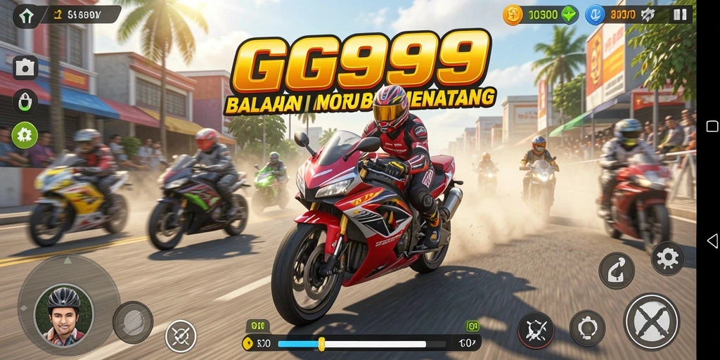 Gameplay seru dan mendebarkan saat berlomba dengan motor di GG999.