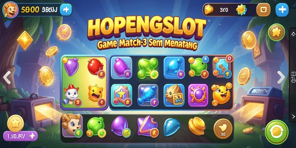 Tampilan gameplay HOPENGSLOT yang penuh warna dan dinamis.