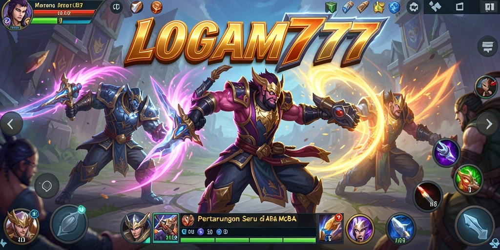 Screenshot LOGAM777 menunjukkan momen seru dalam pertempuran MOBA.
