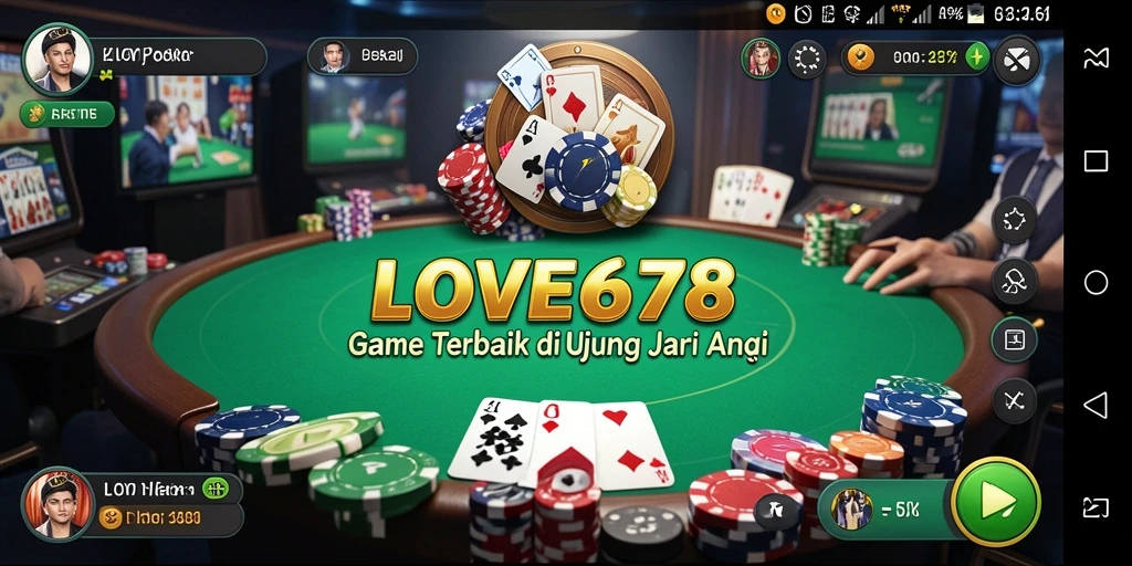 Screenshot LOVE678 menampilkan aksi seru permainan Poker.
