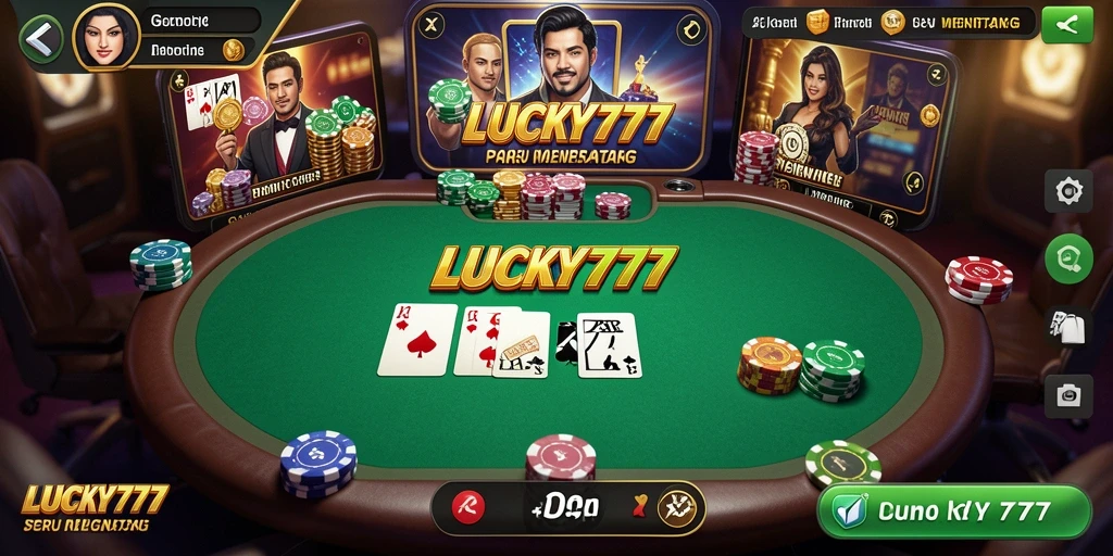 Tampilan seru gameplay LUCKY777 dengan intensitas permainan Poker.