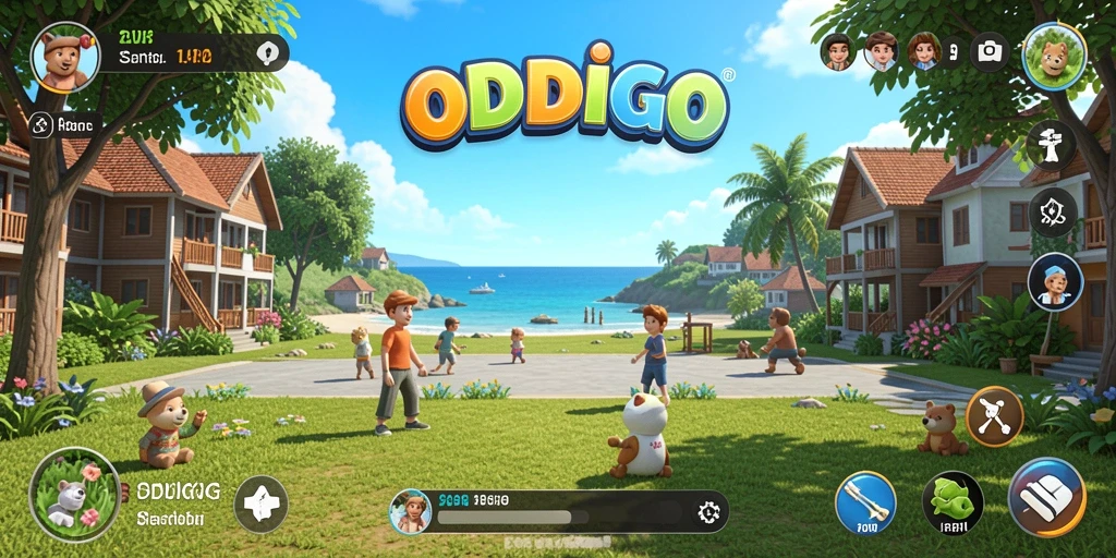 Tampilan gameplay ODDIGO yang cerah dan penuh warna.