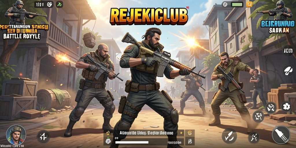 Tampilan gameplay seru di REJEKICLUB dengan pertempuran intens.