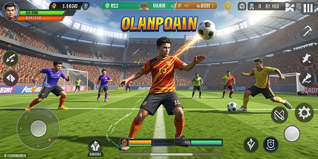Tangkapan layar permainan RR33 dengan aksi olahraga yang mendebarkan.