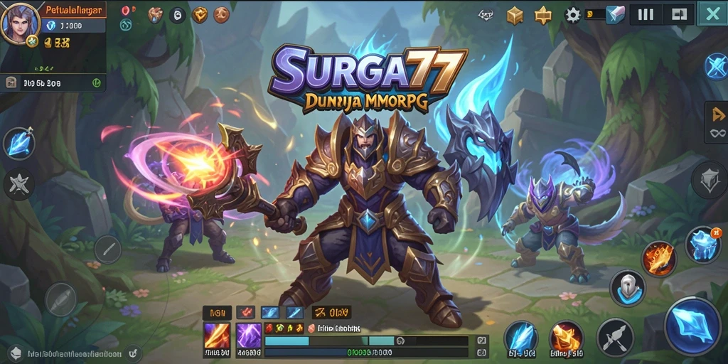 Tampilan gameplay SURGA77 dengan pertempuran seru dan visual yang menakjubkan.