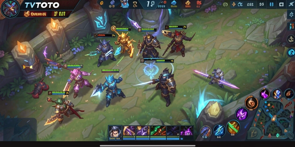 Tampilan gameplay menegangkan dalam pertandingan MOBA yang seru.