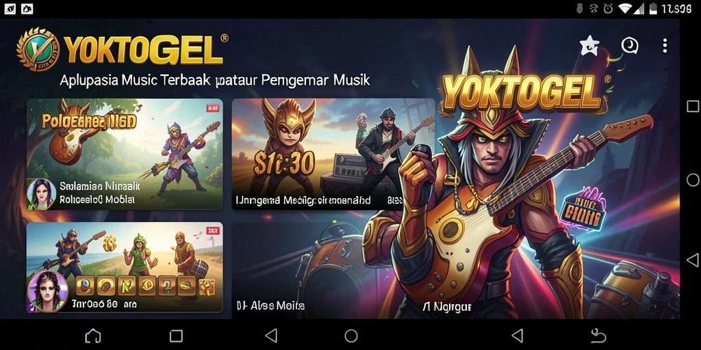 Tampilan utama YOKTOGEL yang menunjukkan berbagai lagu dan playlist.